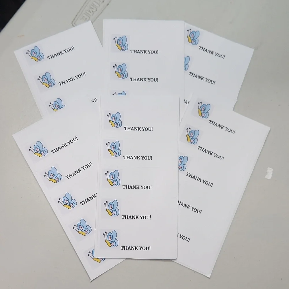 Hand Crafted Butterfly Thank You Stickers 100 Count
